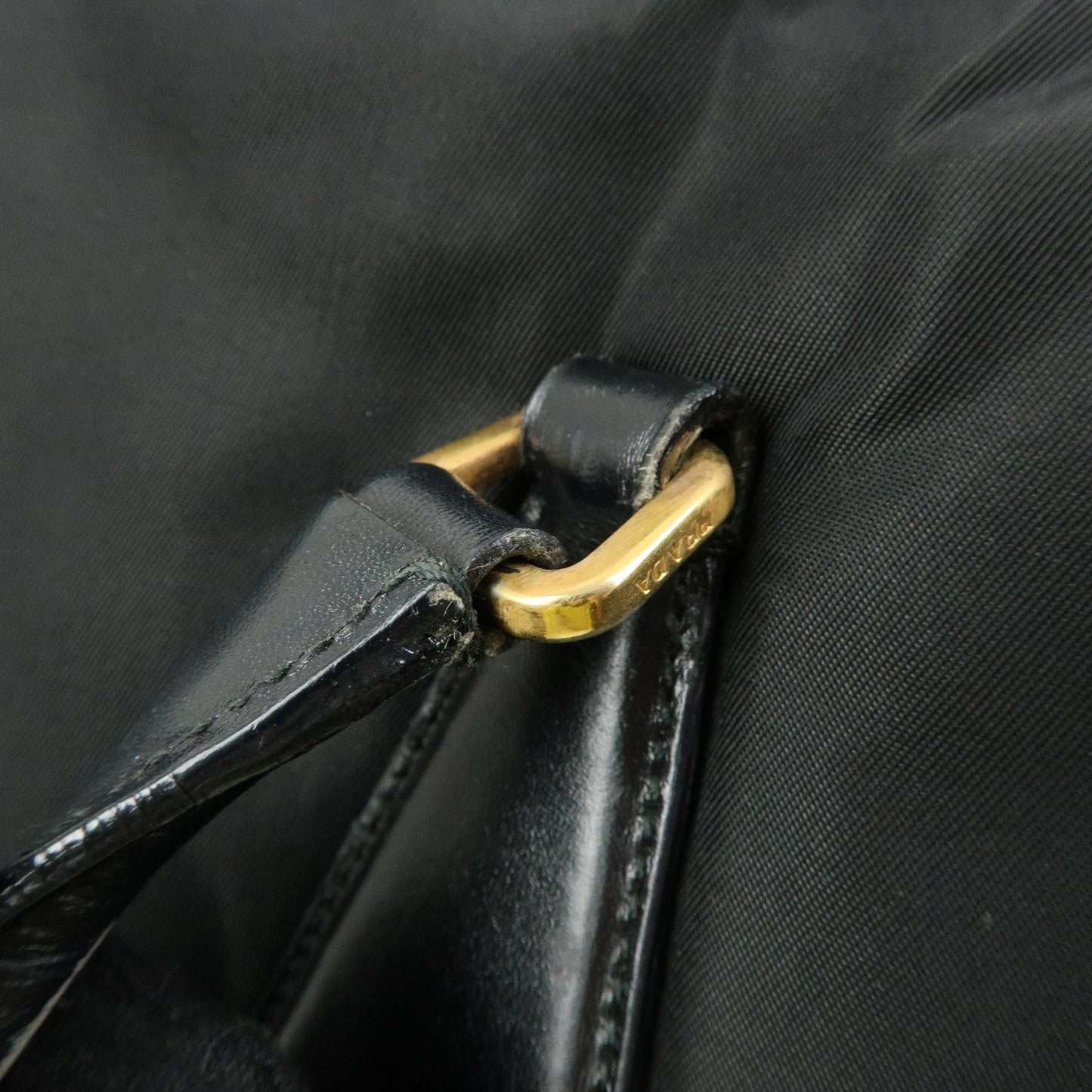 Prada Triangle Logo Nylon Leather Hand Bag Tote Shoulder Bag Black【Pre-order】
