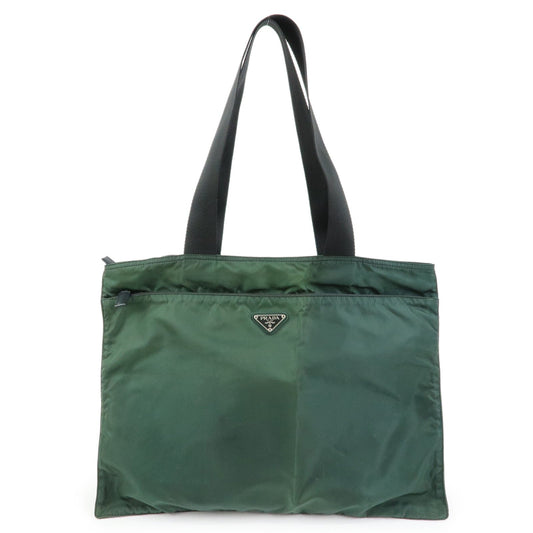 Prada Triangle Logo Nylon Leather Tote Bag Hand Bag Moss Green【Pre-order】