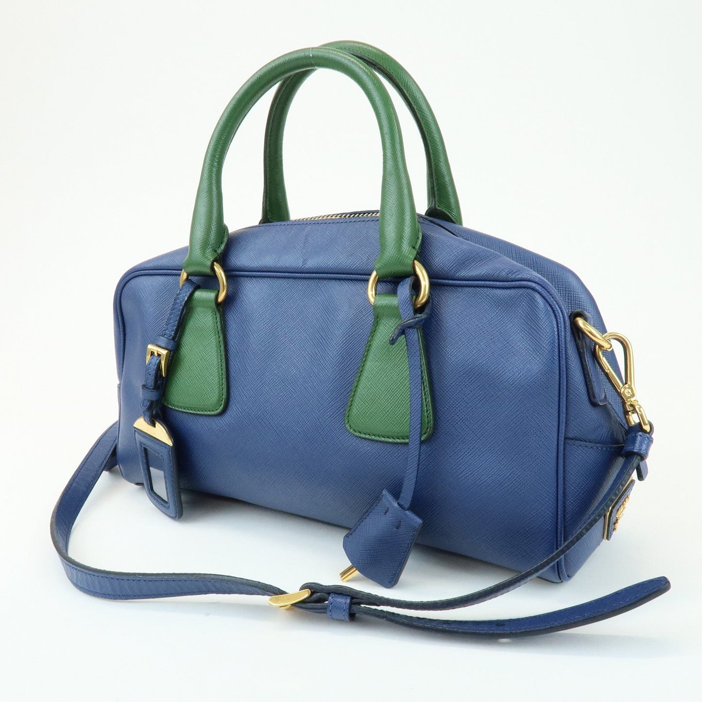 Prada Triangle Logo 2Way Bag Hand Bag Shoulder Bag Blue Green【Pre-order】