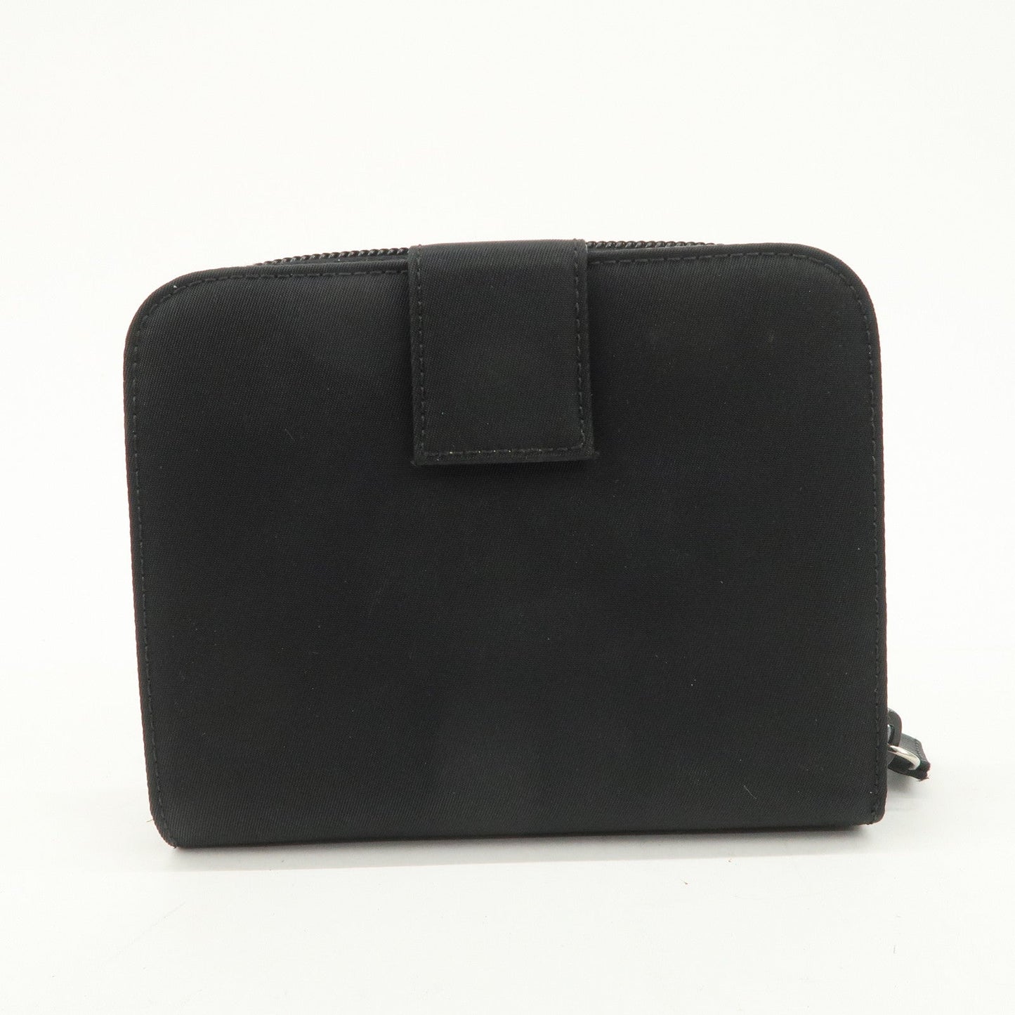 Prada Tessuto Nylon Bi-fold Round Zippy Compact Wallet Black M605【Pre-order】