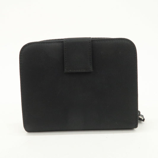 Prada Tessuto Nylon Bi-fold Round Zippy Compact Wallet Black M605【Pre-order】