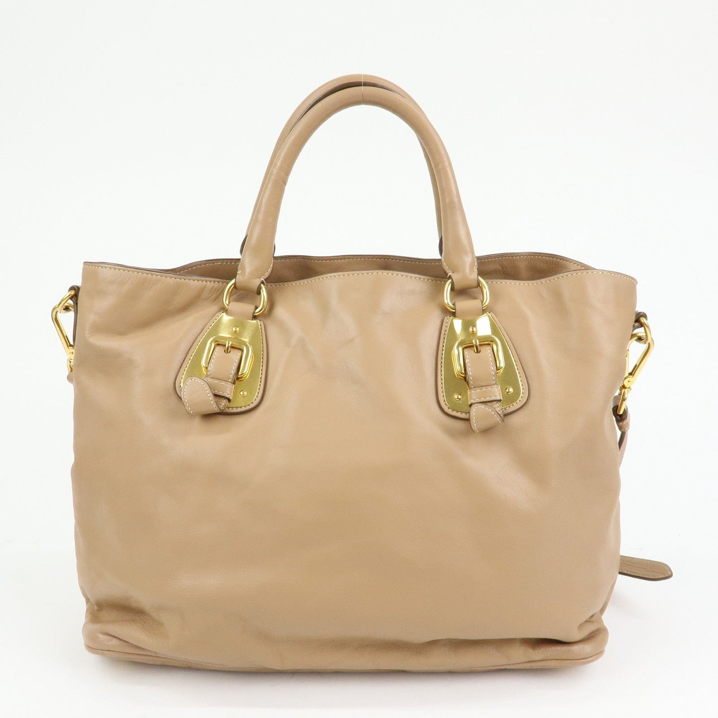 Prada Soft Calf Leather 2Way Hand Shoulder Bag Light Brown BN1902【Pre-order】