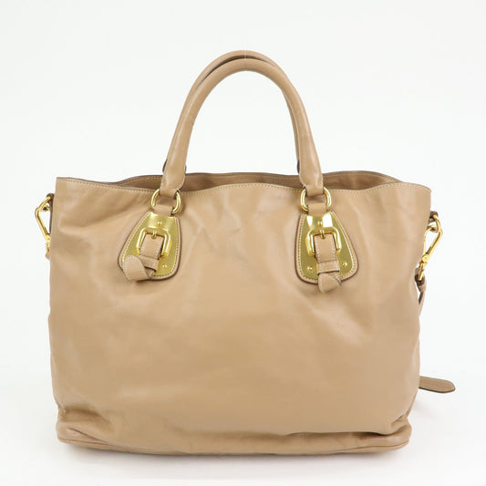 Prada Soft Calf Leather 2Way Hand Shoulder Bag Light Brown BN1902【Pre-order】