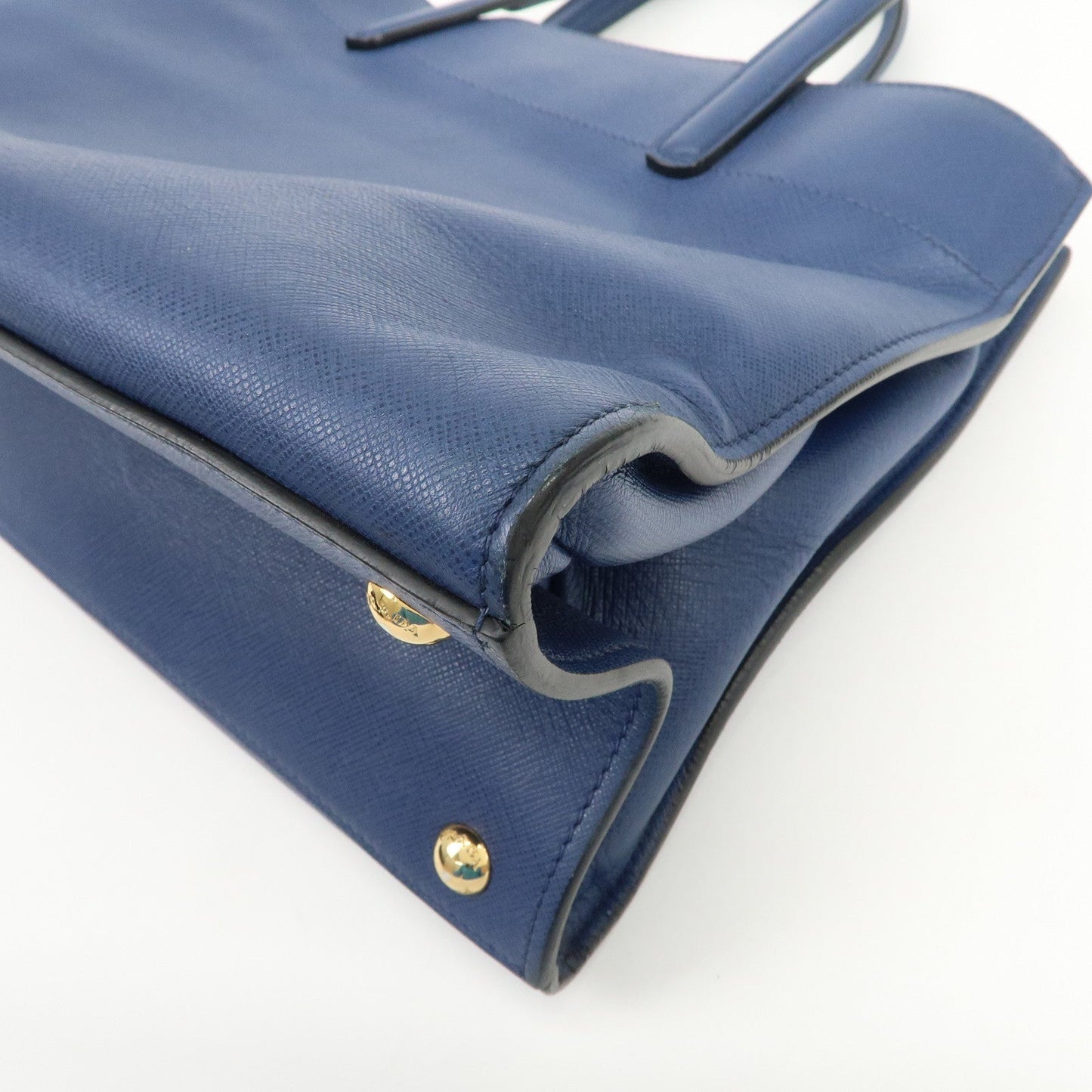 Prada Triangle Logo Saffiano Leather 2Way Bag Hand Bag Navy【Pre-order】