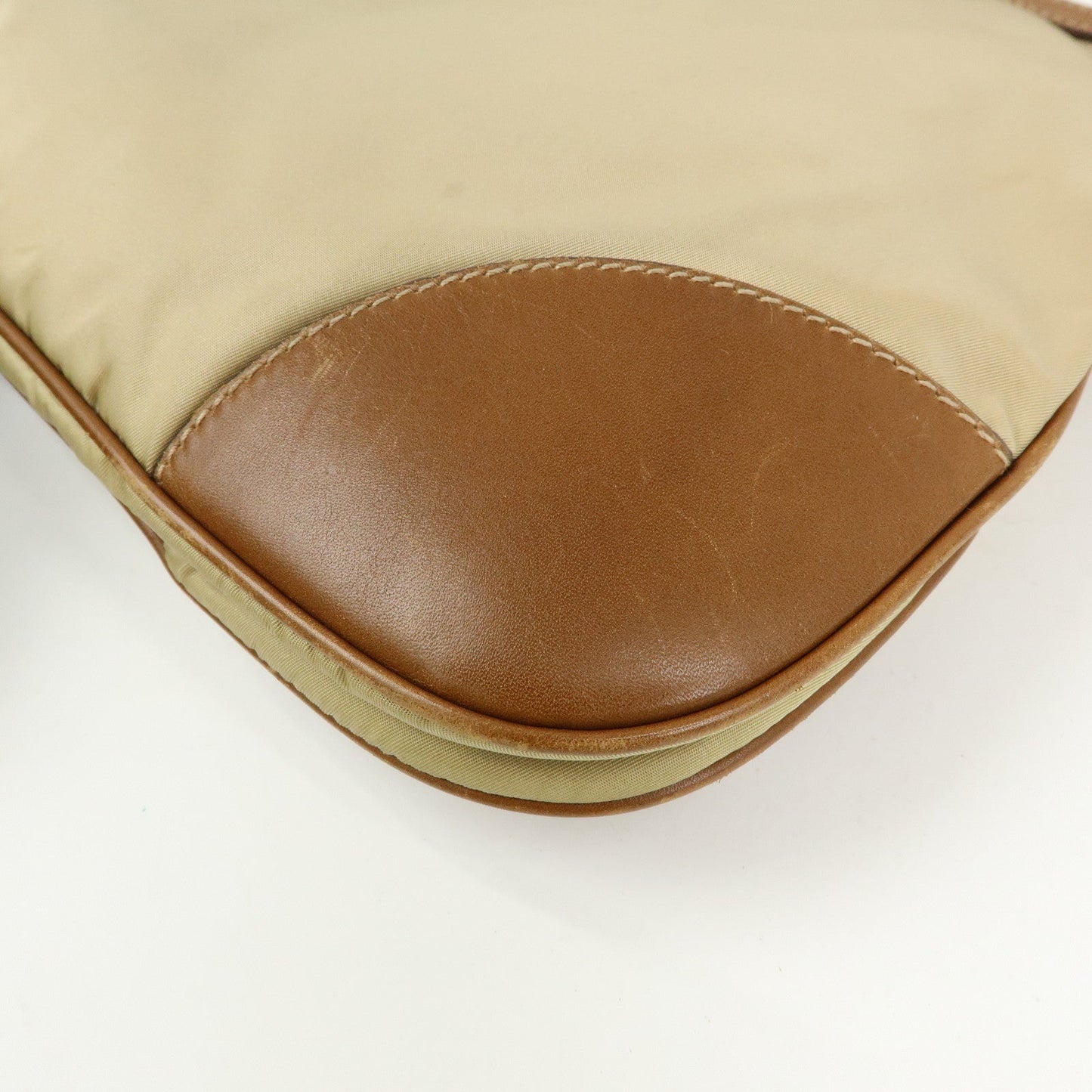 Prada Triangle Logo Nylon Leather Shoulder Bag Crossbody Bag Beige【Pre-order】