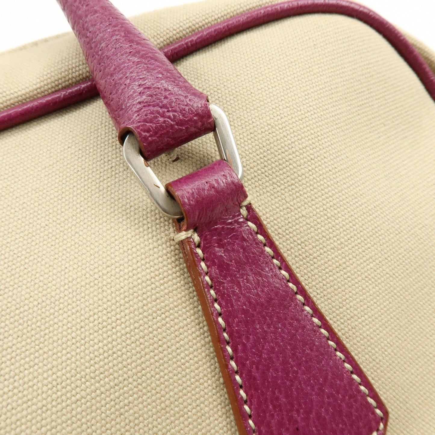Prada Triangle Logo Canvas Leather Bowling Bag Natural Purple【Pre-order】