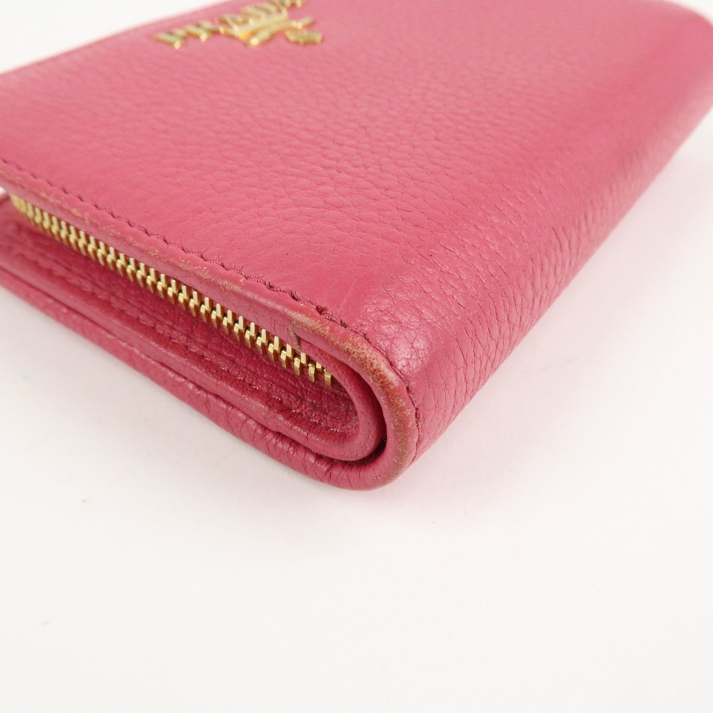 Prada Logo Leather Bi-Fold Wallet Small Wallet Pink 1ML018 Used【Pre-order】