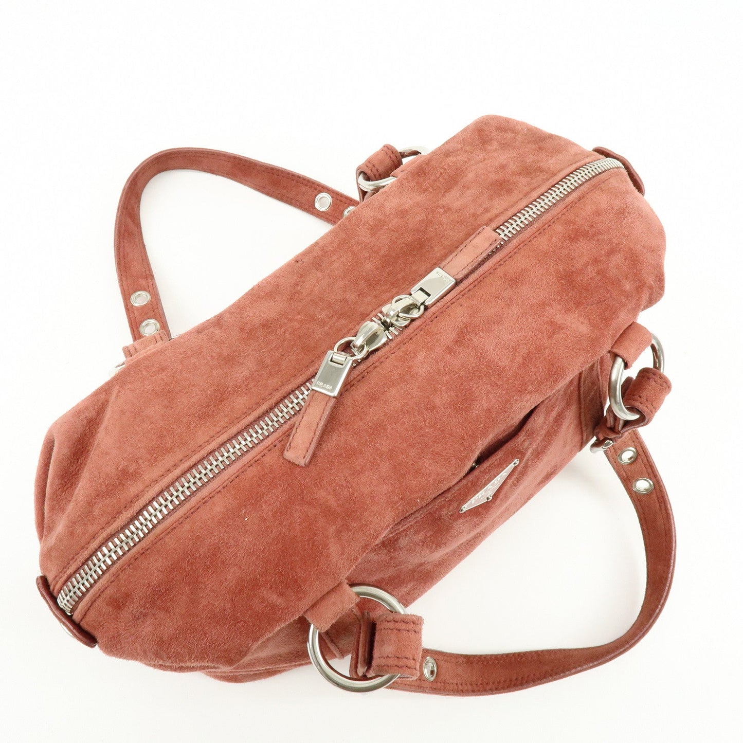 Prada Suede Boston Bag Hand Bag Pink BR2630【Pre-order】