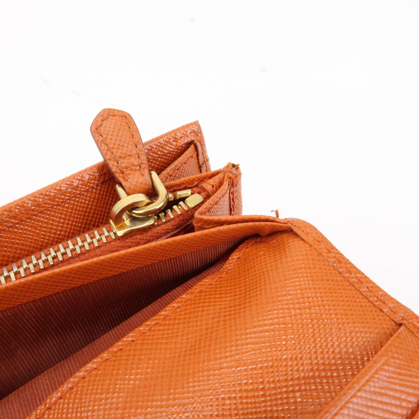 Prada Saffiano Leather Ribbon Flap Long Wallet Orange 1M1132【Pre-order】