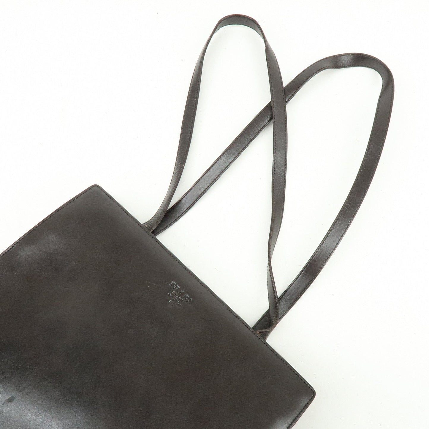 Prada Logo Leather Tote Bag Shoulder Bag Dark Brown【Pre-order】