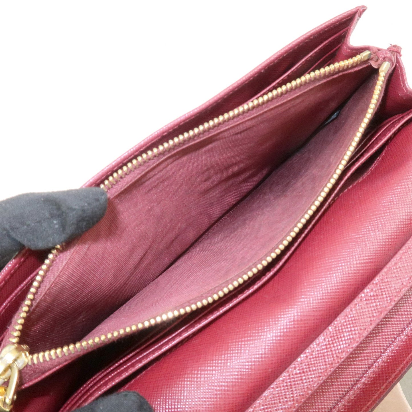 Prada Saffiano Leather Shoulder Wallet Red Gold BT1019【Pre-order】