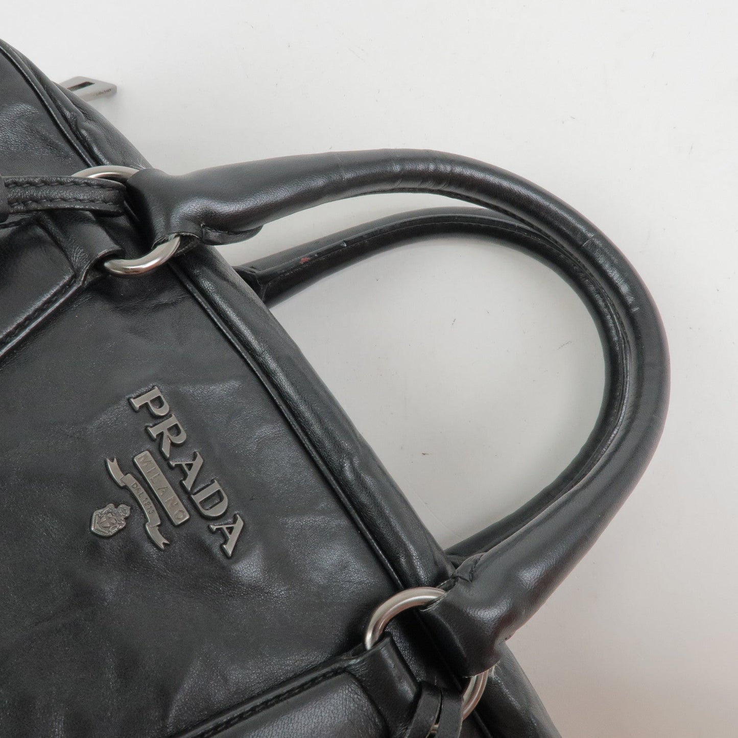 Prada Leather Boston Bag Hand Bag Black BL0758【Pre-order】