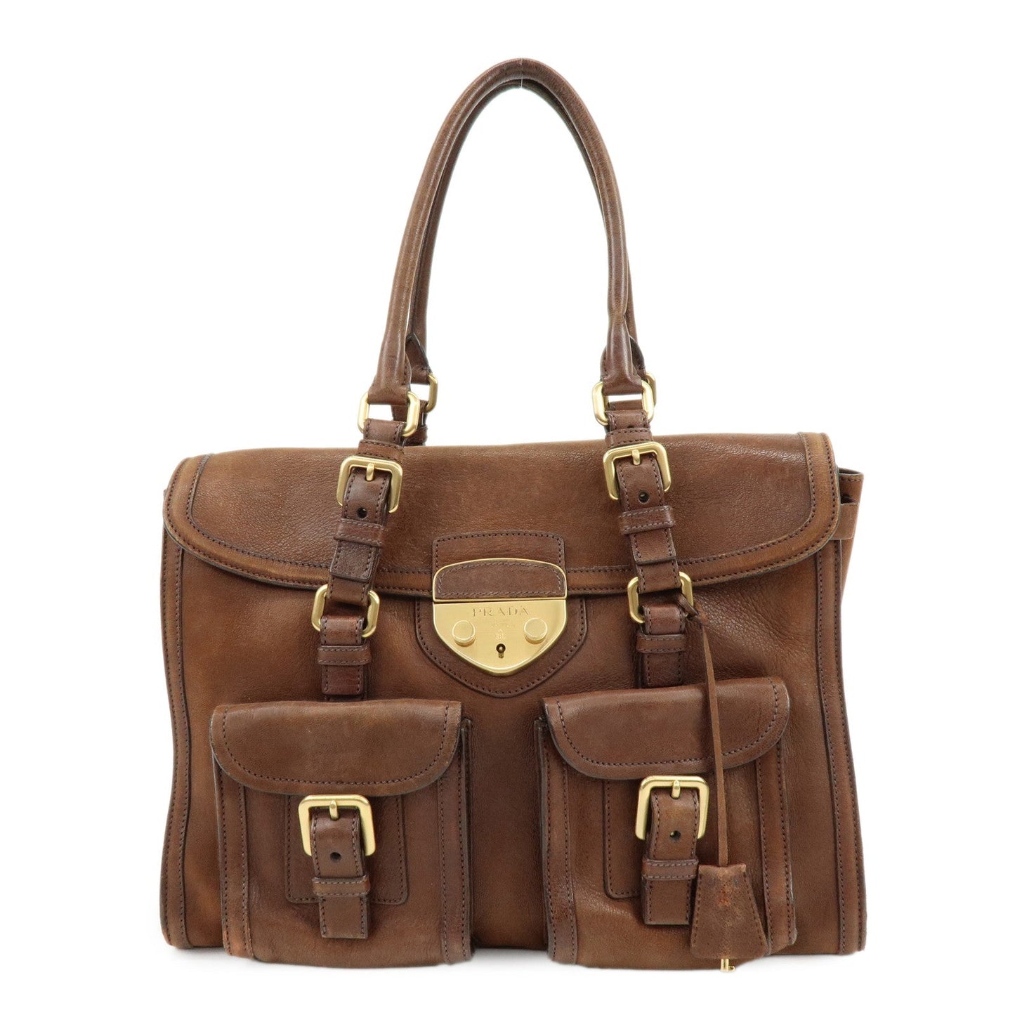 Prada Leather Shoulder Bag Hand Bag Brown BR3130【Pre-order】