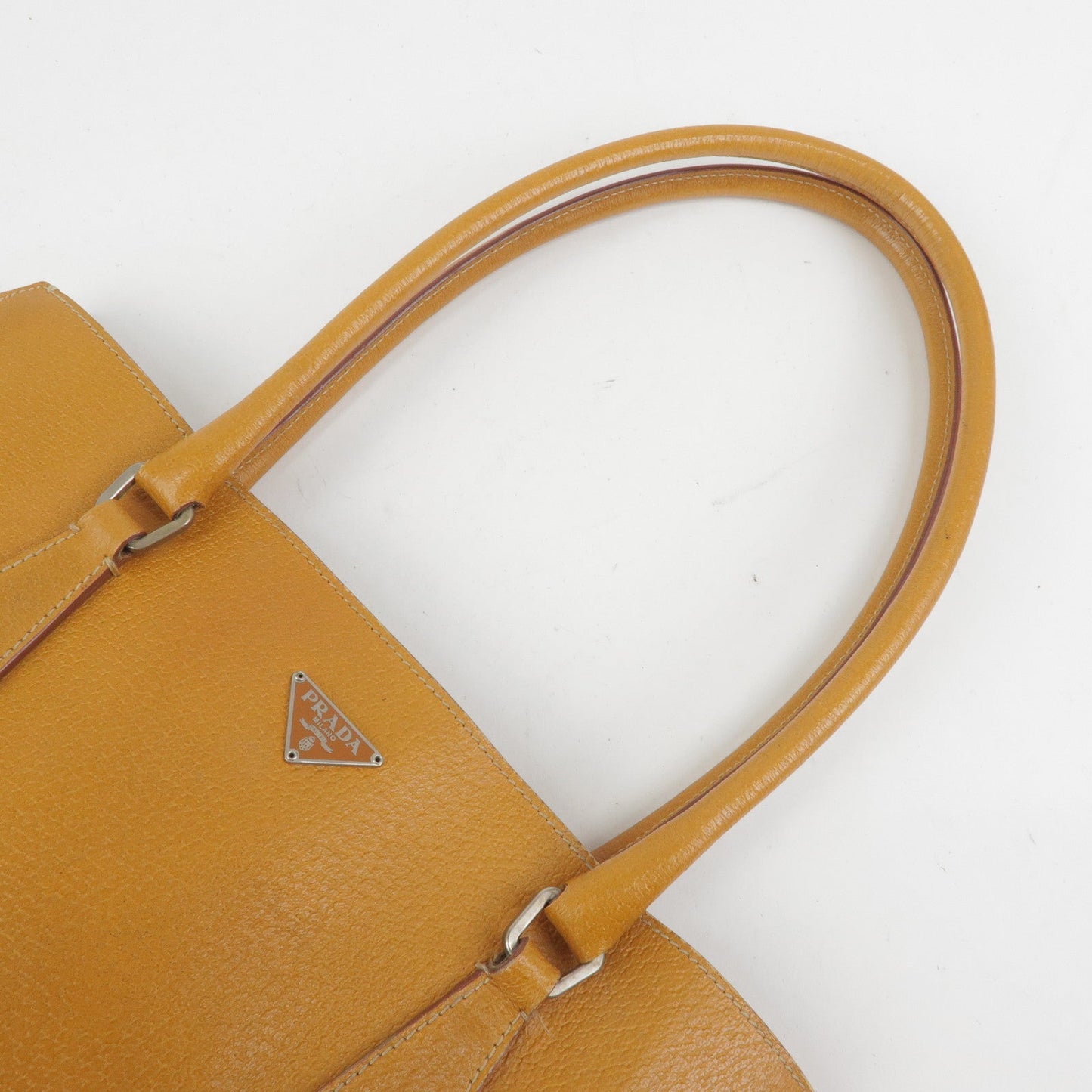 Prada Triangle Logo Leather Tote Bag Shoulder Bag Light Brown【Pre-order】