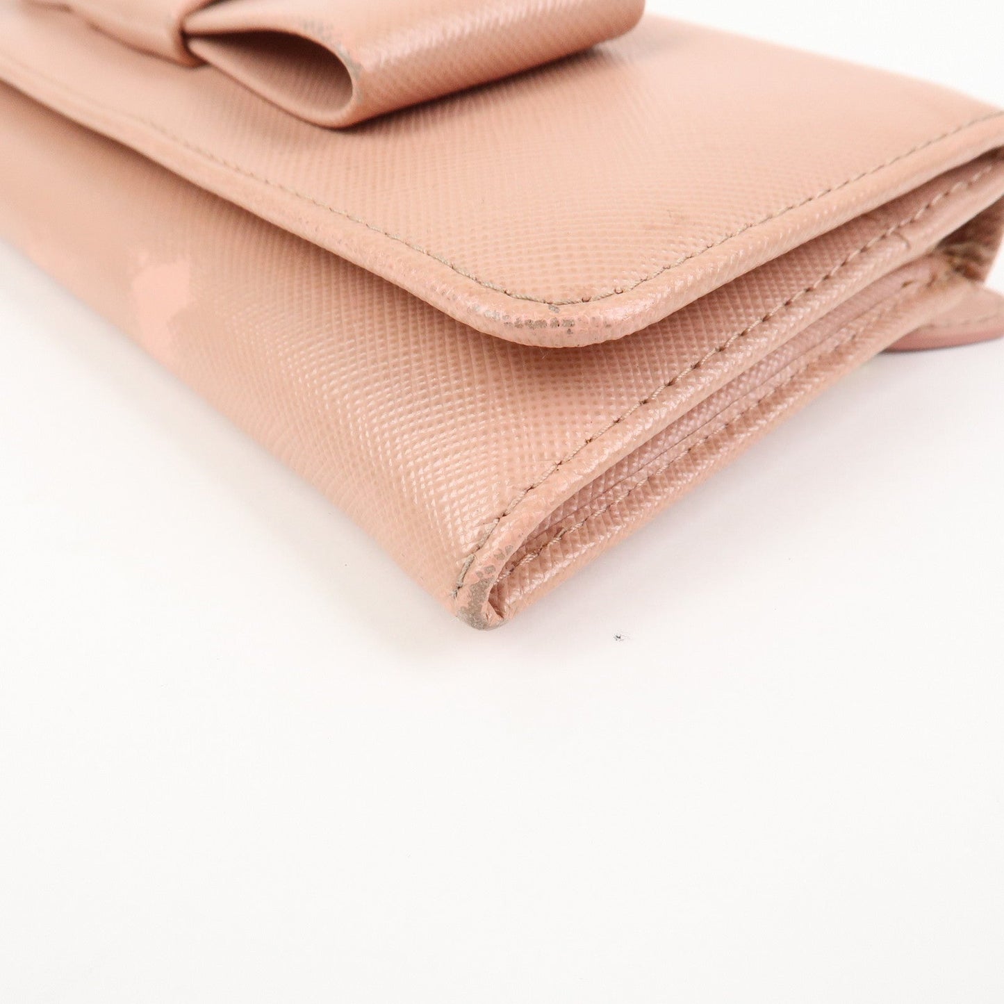 Prada Logo Saffiano Leather Ribbon Long Wallet Pink 1M1132【Pre-order】
