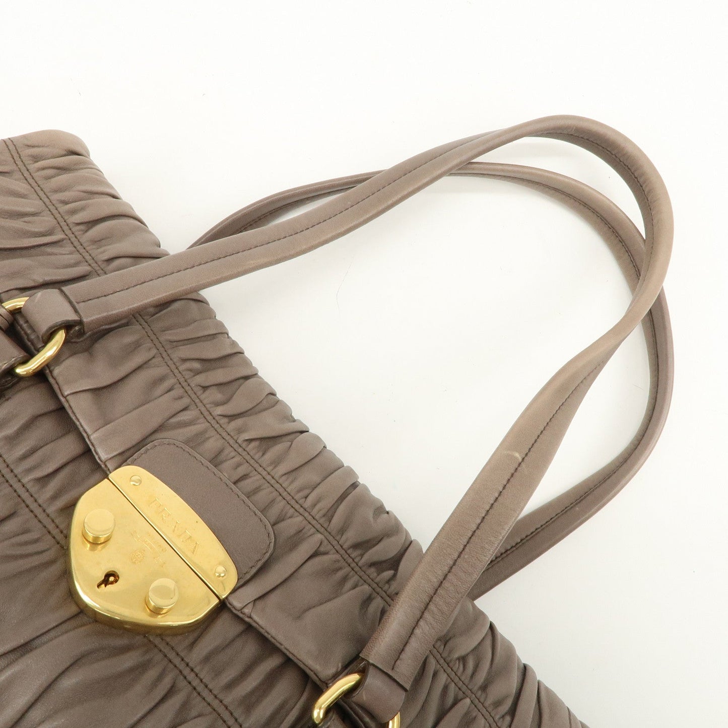Prada Logo Nappa Gaufre Leather Shoulder Bag Greige BR4443【Pre-order】