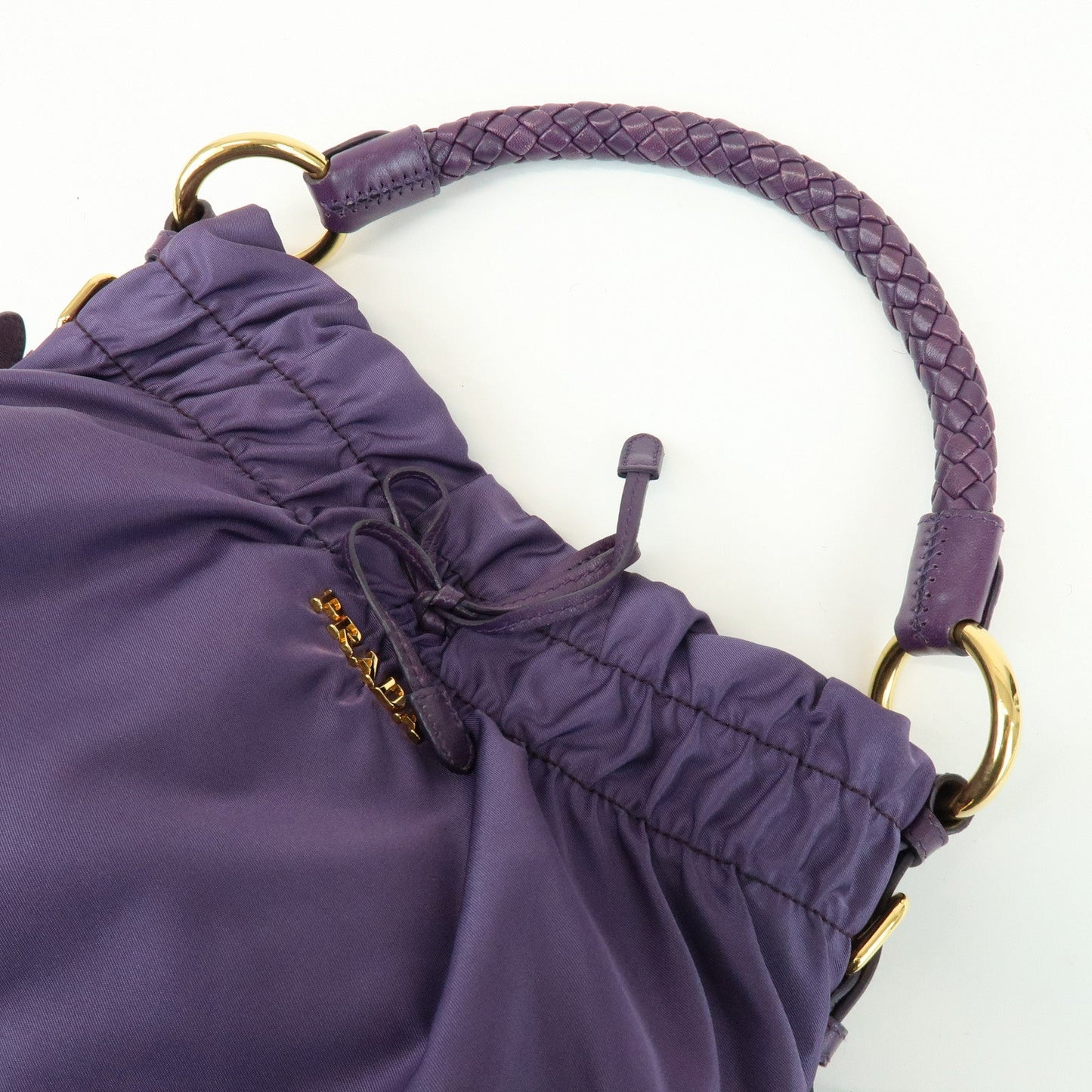 Prada Ribbon Nylon Leather Shoulder Bag Hand Bag Purple BR4237【Pre-order】