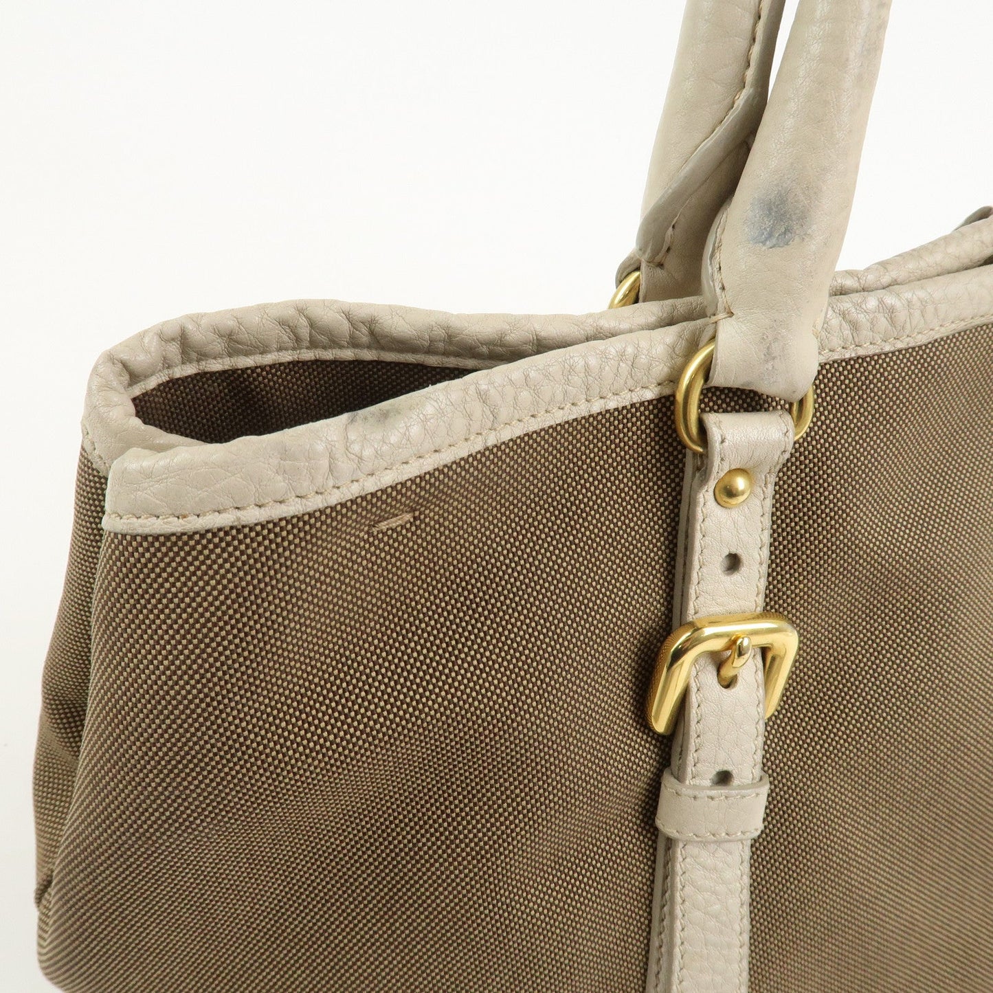 Prada Logo Jacguard Leather 2Way Tote Bag Brown Ivory BN1841【Pre-order】
