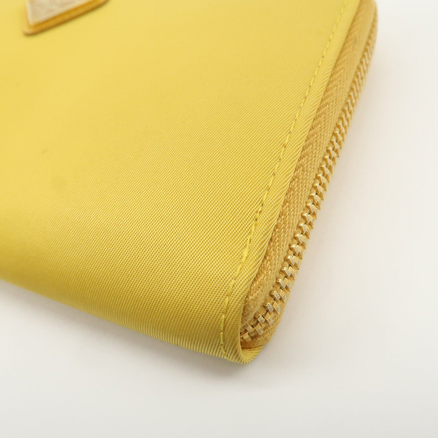 Prada Triangle Logo Nylon Leather Round Zippy Long Wallet Yellow【Pre-order】