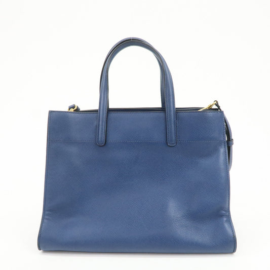 Prada Triangle Logo Saffiano Leather 2Way Bag Hand Bag Navy【Pre-order】