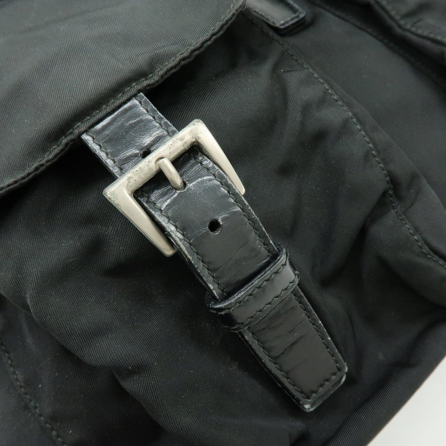 Prada Triangle Logo Nylon Leather Backpack Rucksuck Black【Pre-order】