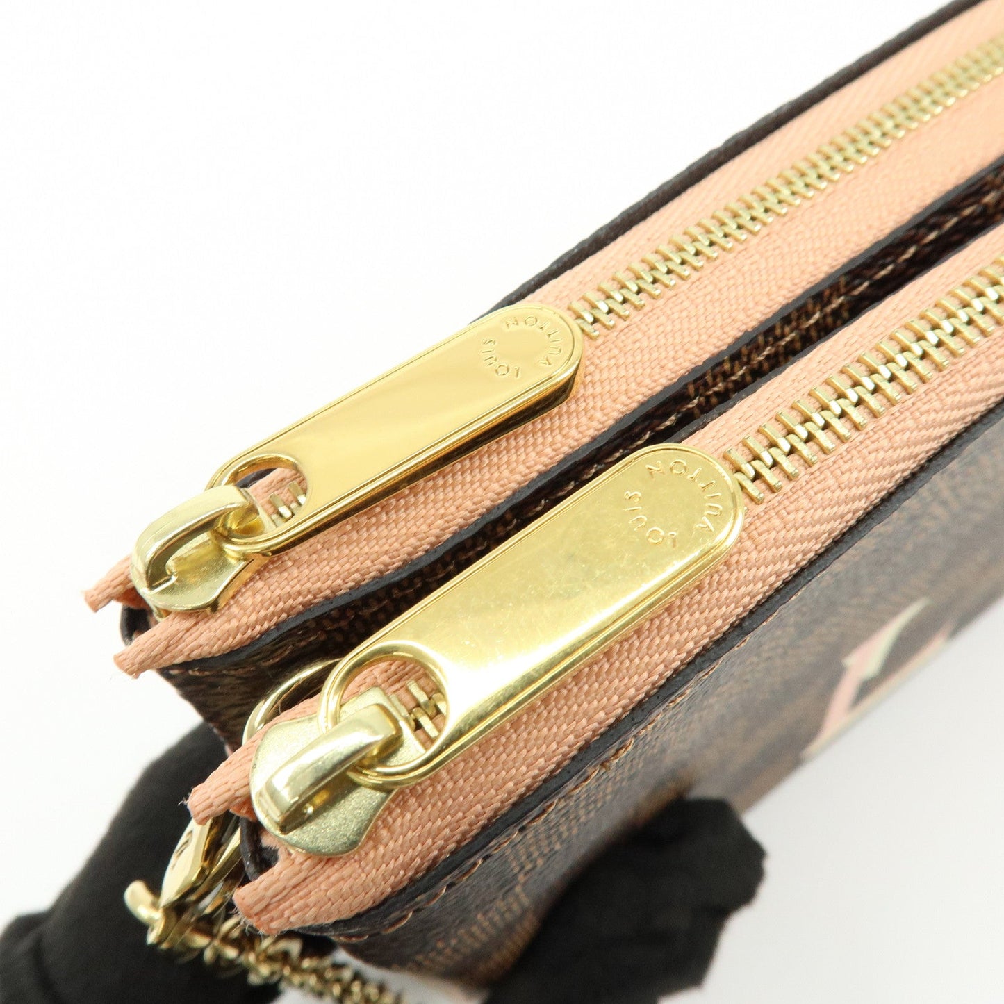 Louis Vuitton Damier Ebene Pochette Double Zip Rose BallerineN60254【Pre-order】