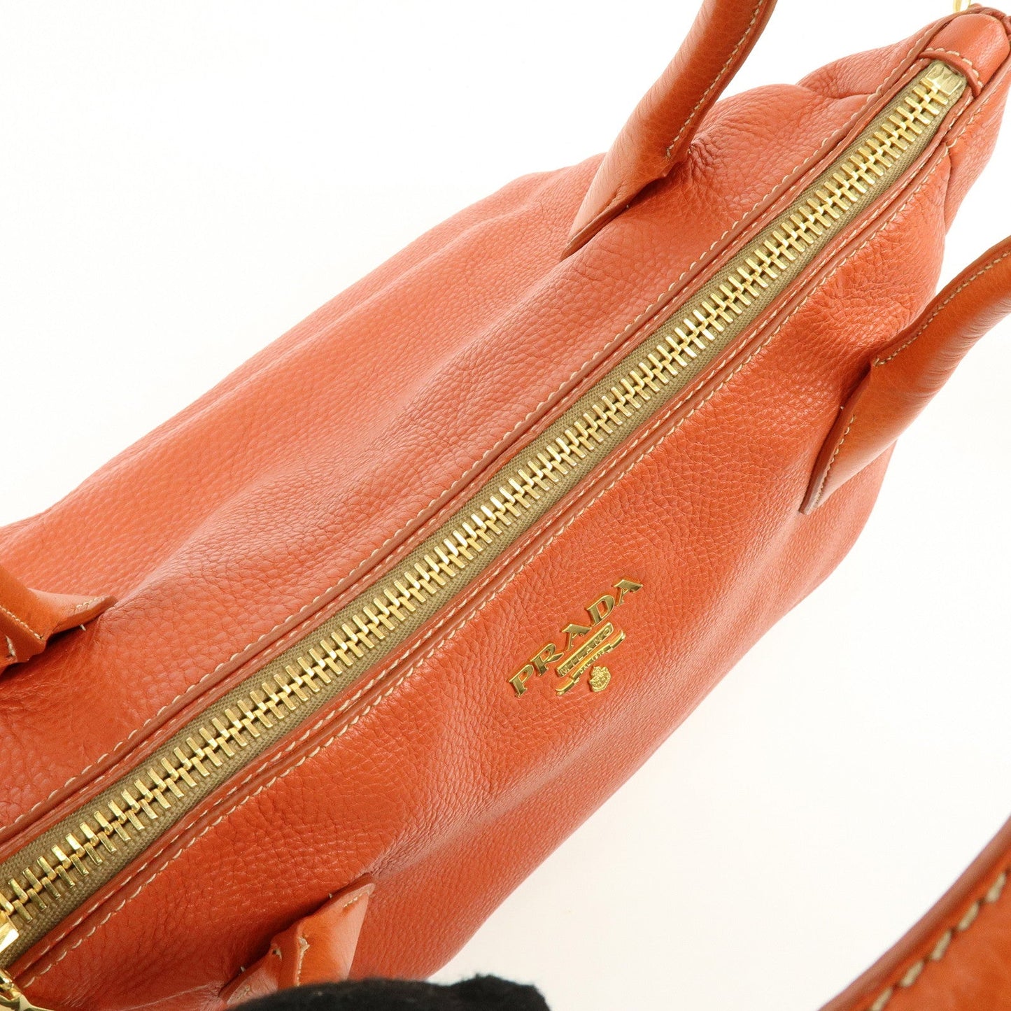 Prada Logo Leather 2Way Bag Hand Bag Shoulder Bag Orange【Pre-order】