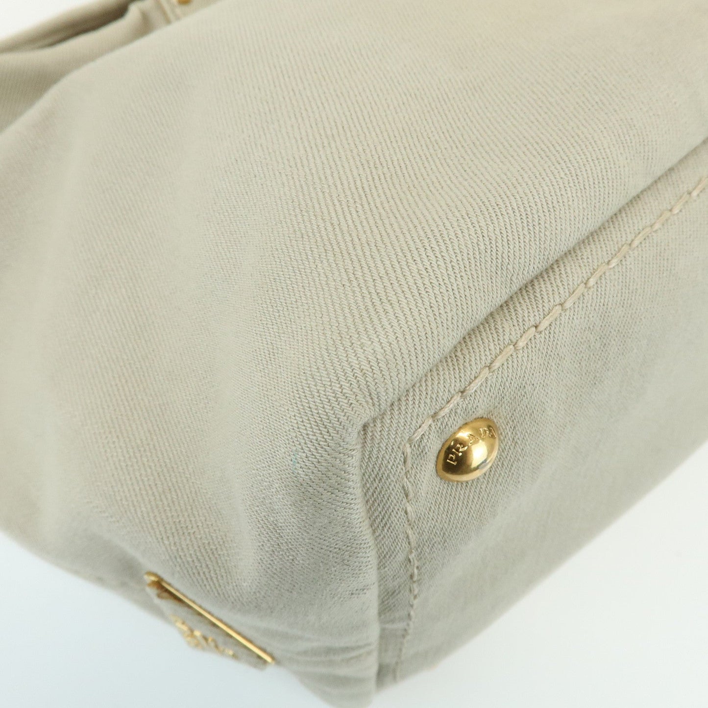 Prada Triangle Logo Denim Tote Bag Shoulder Bag Light Beige BN2091【Pre-order】