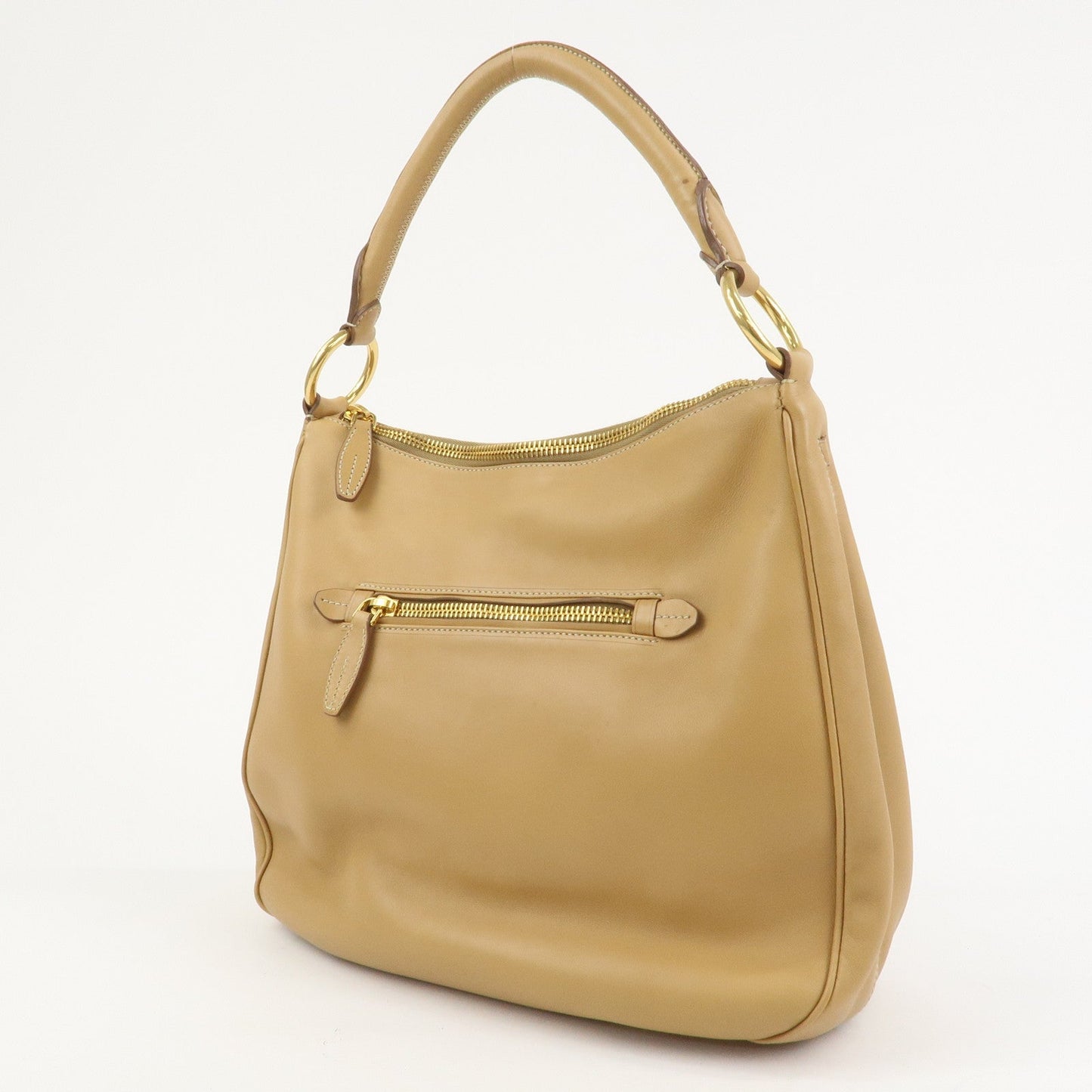 Prada Triangle Logo Leather Shoulder Bag Hand Bag Camel【Pre-order】