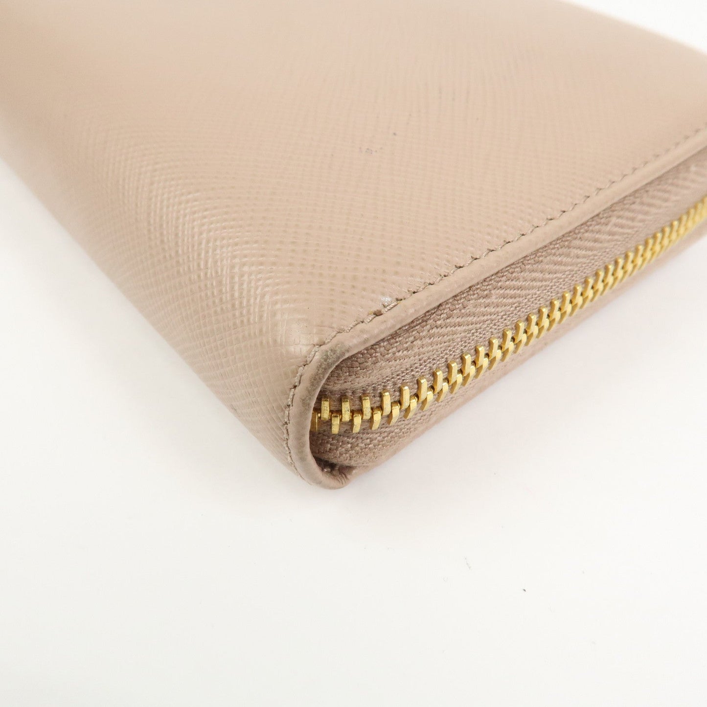 Prada Logo Saffiano Leather Round Zippy Long Wallet Beige 1ML506【Pre-order】