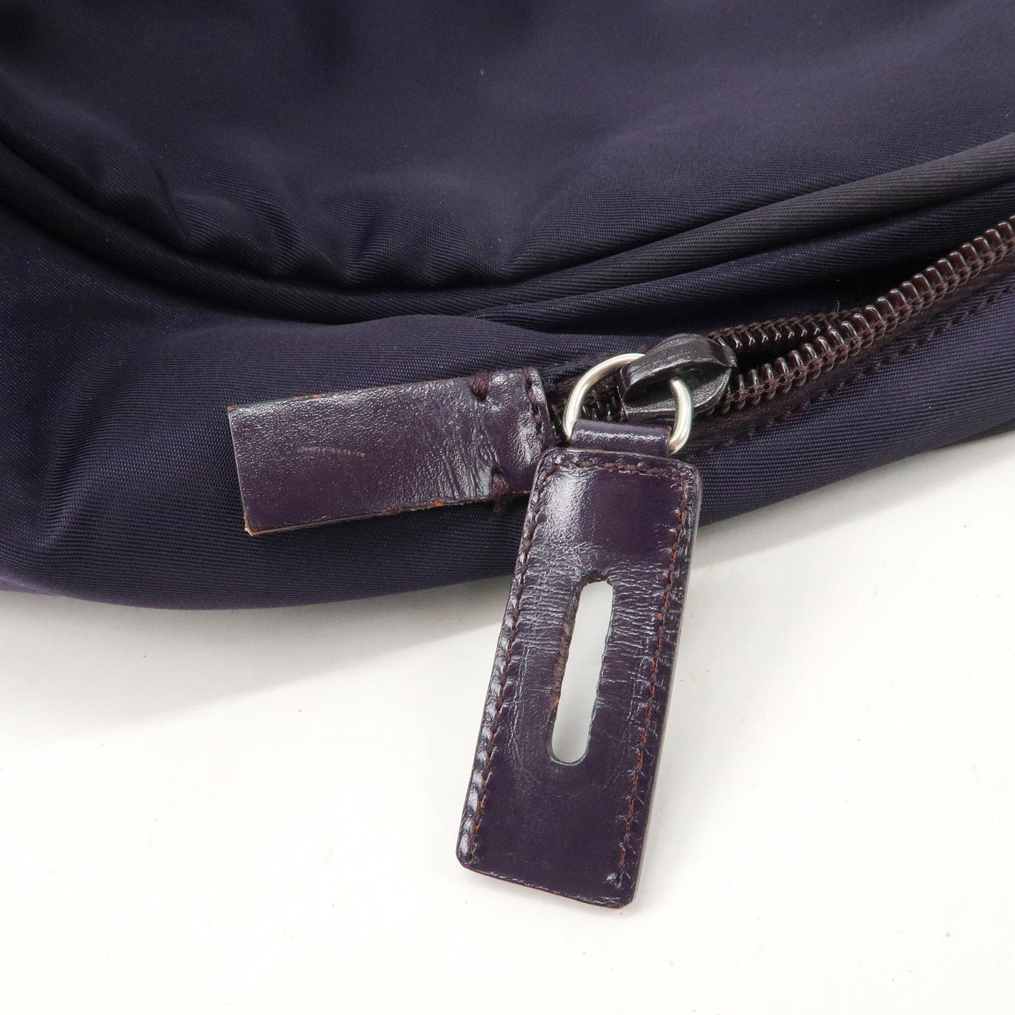 Prada Triangle Logo Leather Nylon Hand Bag Purple B8495【Pre-order】