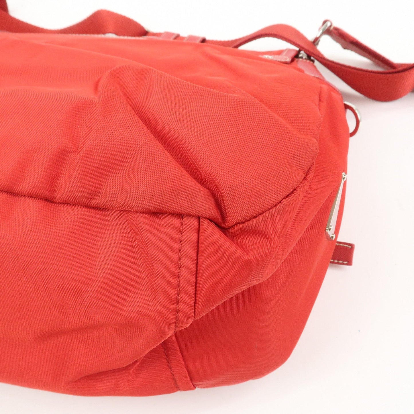 Prada Triangle Logo Nylon Saffiano Leather Shoulder Bag Red BT0436【Pre-order】