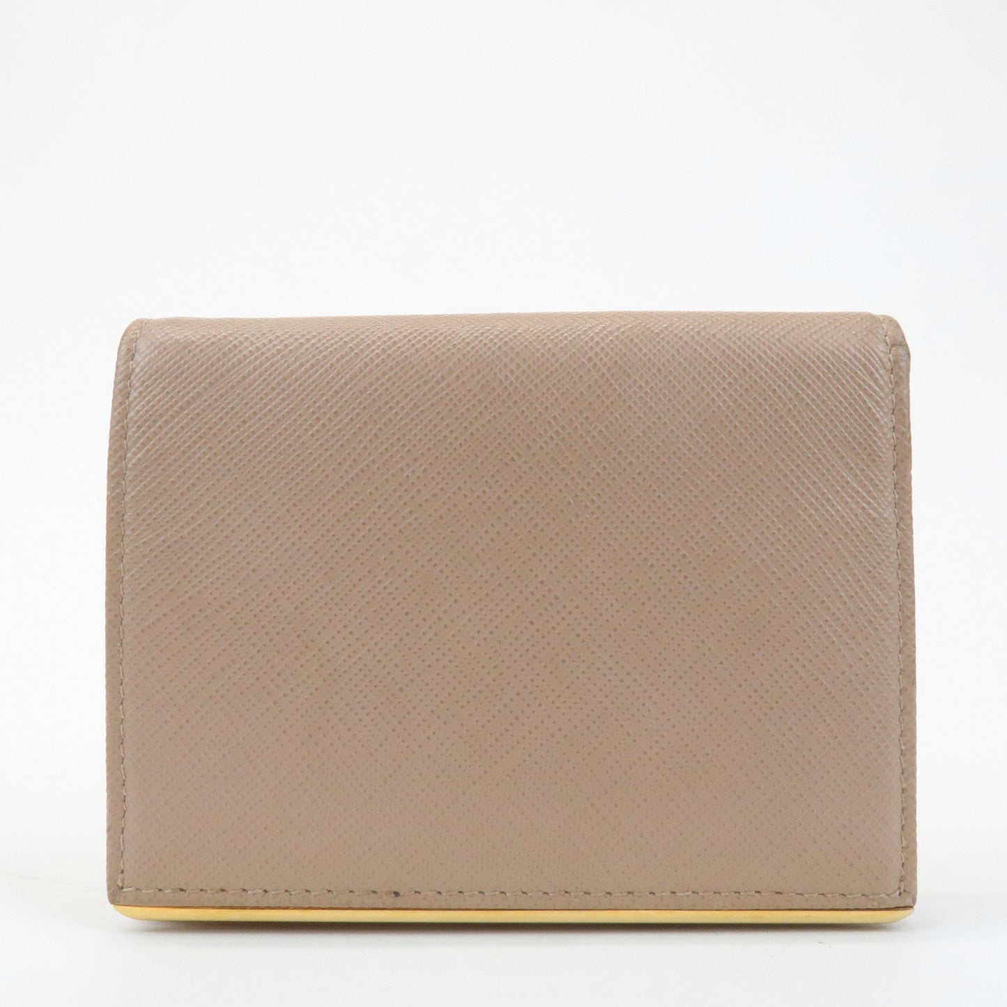 Prada Logo Saffiano Leather Bi-Fold Small Wallet Beige 1MV204 Used【Pre-order】