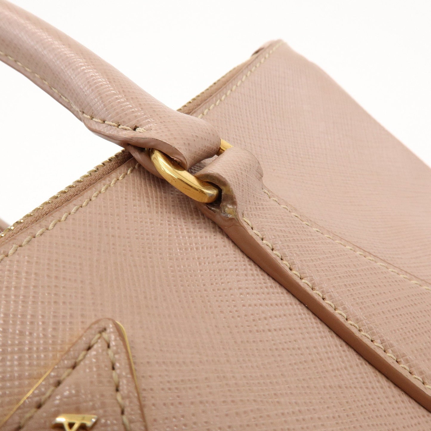 Prada Traingle Logo Galleria 2Way Bag Hand Bag Pink Beige1BA863【Pre-order】