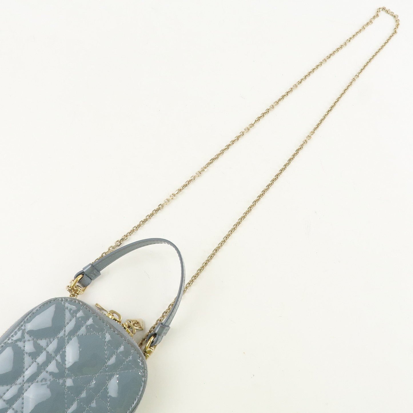 Christian Dior Lady Dior Cannage Patent Leather Phone Holder【Pre-order】