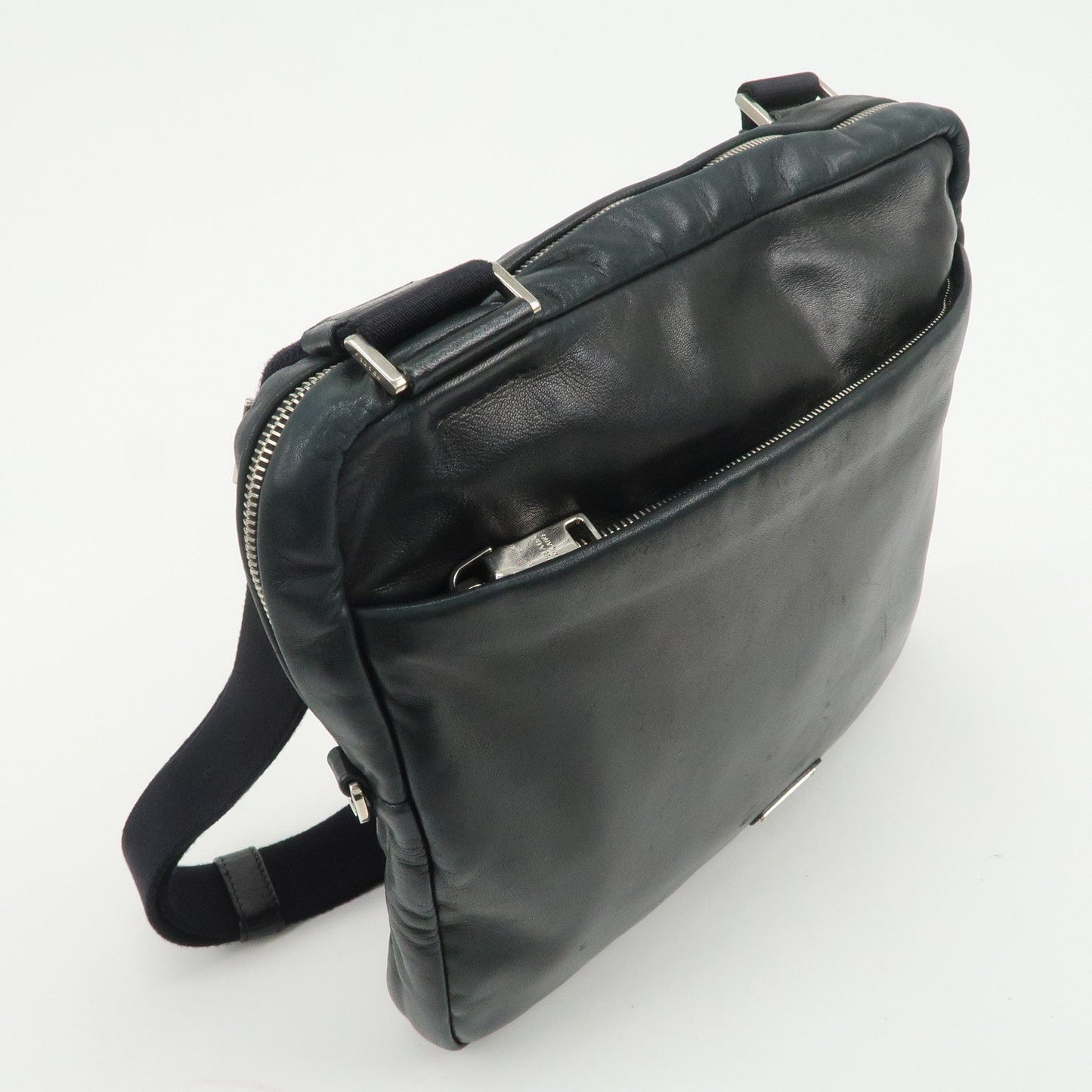 Prada Triangle Logo Lamb Skin Canvas Shoulder Crossbody Bag Black【Pre-order】