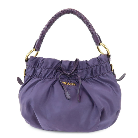Prada Ribbon Nylon Leather Shoulder Bag Hand Bag Purple BR4237【Pre-order】