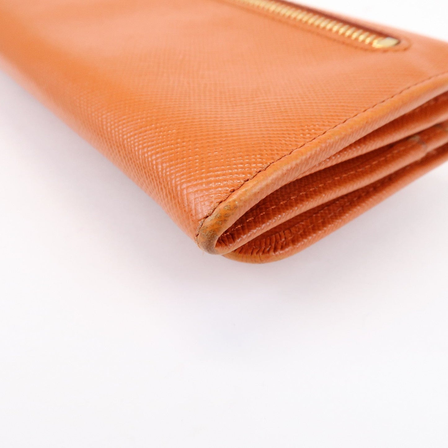 Prada Saffiano Leather Ribbon Flap Long Wallet Orange 1M1132【Pre-order】