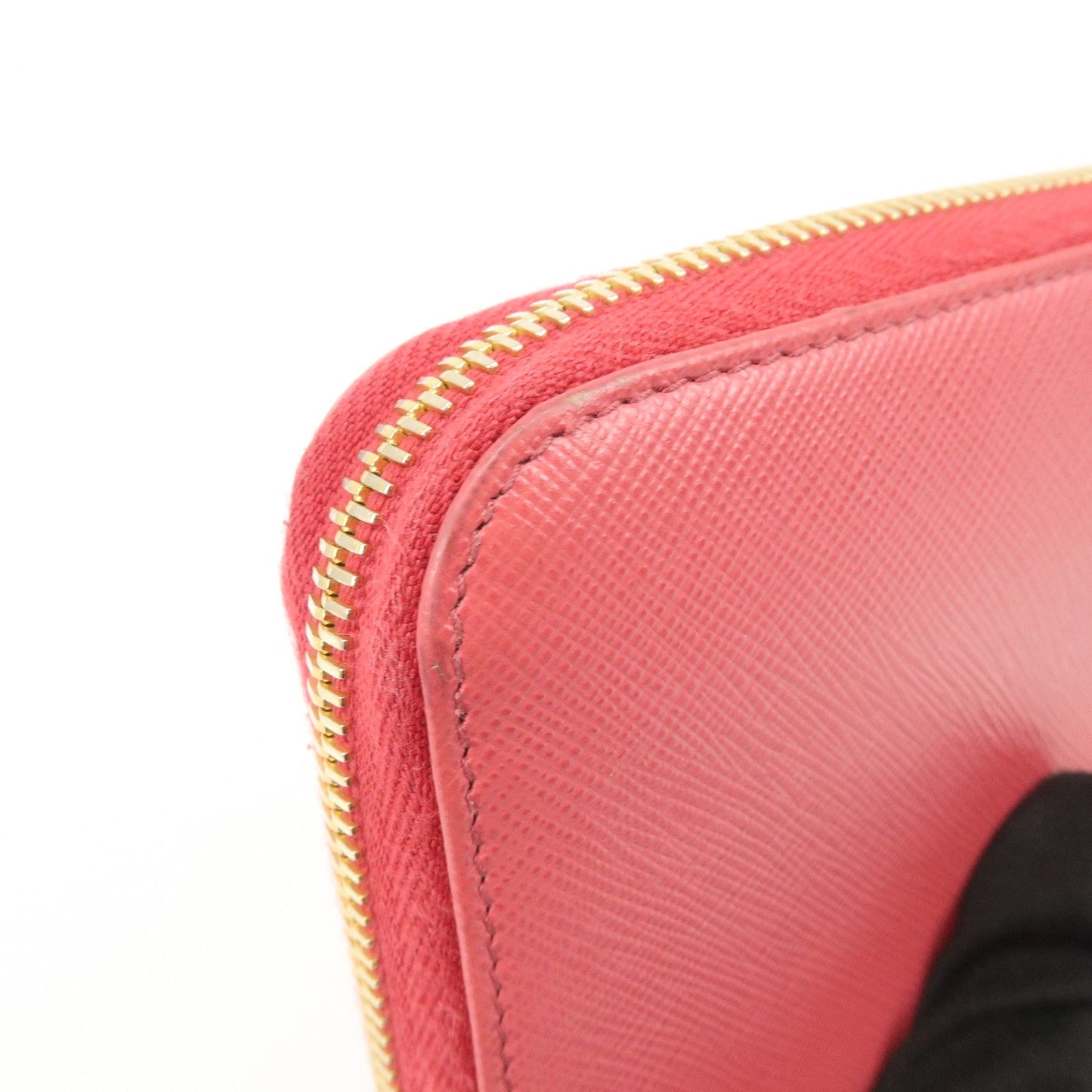 Prada Logo Saffiano Leather Round Zippy Long Wallet Pink 1M0506【Pre-order】