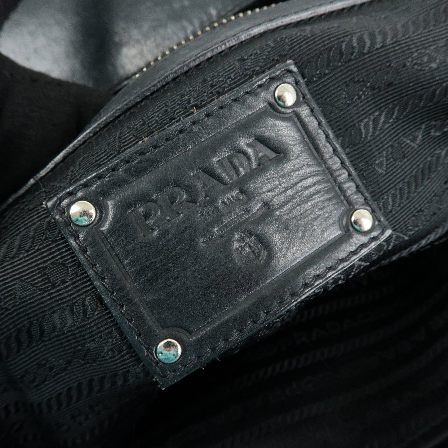 Prada Logo Leather Shoulder Bag Tote Bag Black Silver【Pre-order】