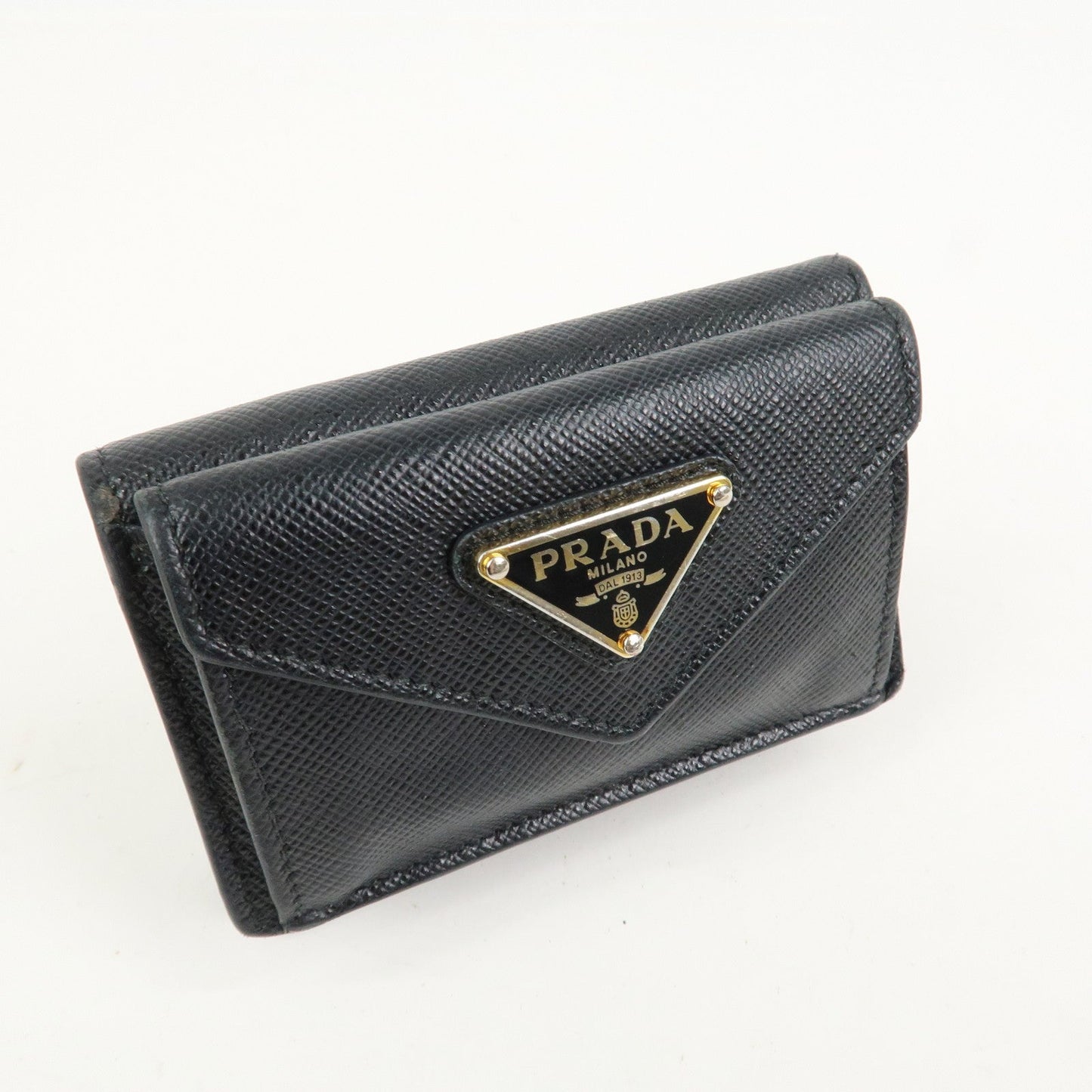 Prada Triangle Logo Saffiano Leather Tri-fold Wallet Black 1MH021【Pre-order】