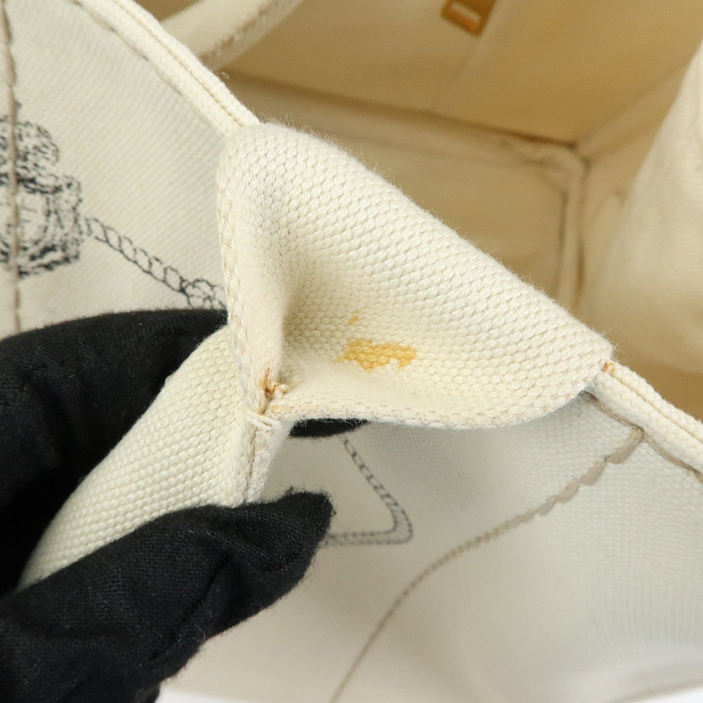 Prada Canapa Large Triangle Logo Tote Hand Bag Ivory BN1872【Pre-order】