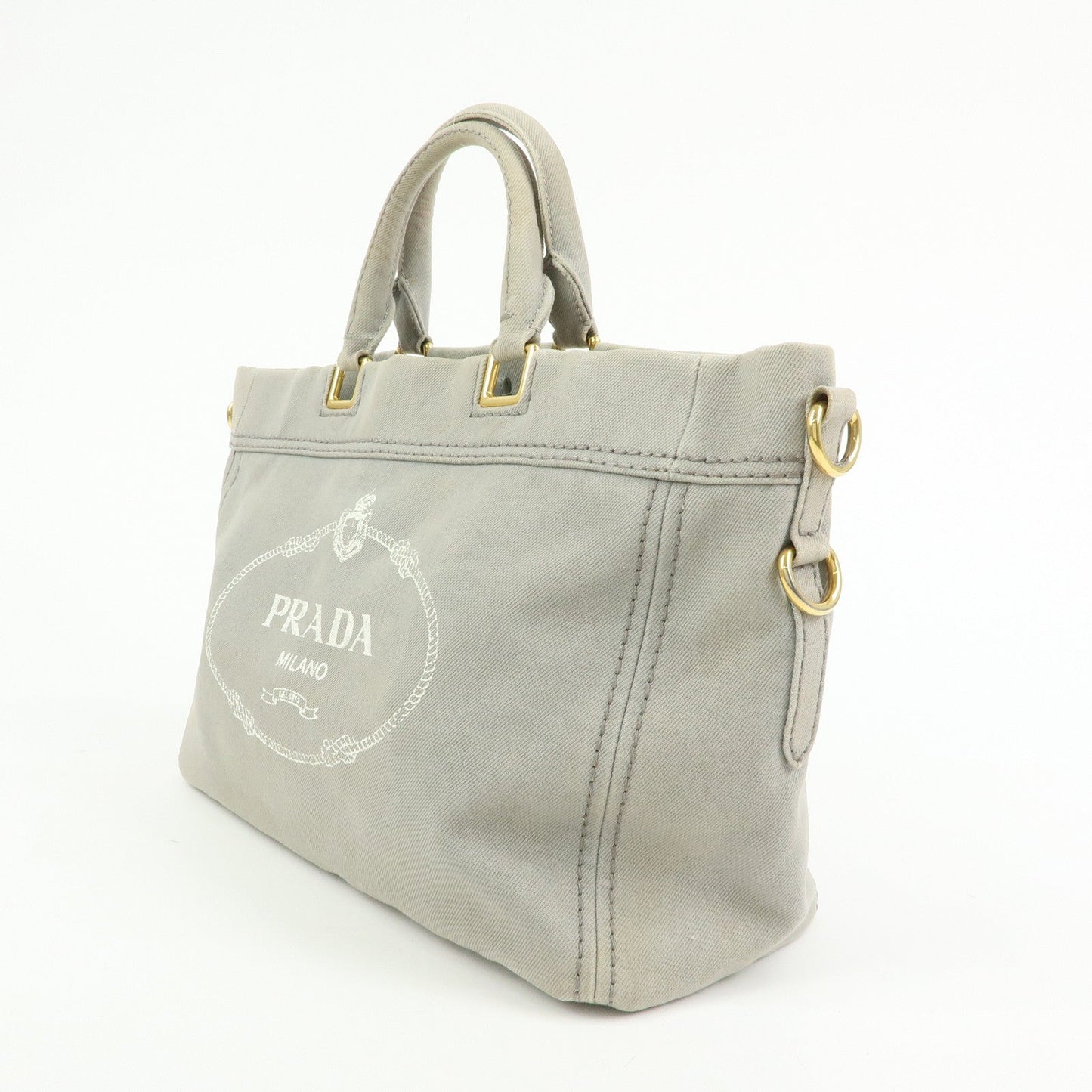 Prada Canapa Canvas 2Way Bag Hand Bag Shoulder Bag Gray BN2069【Pre-order】