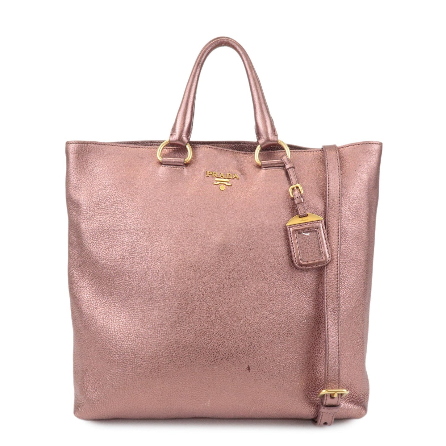 Prada Leather 2Way Tote Bag Shoulder Bag Metallic Pink BN1713 Used【Pre-order】
