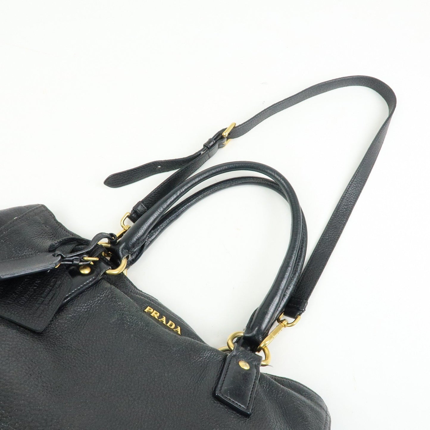 Prada Logo Leather 2Way Bag Hand Bag Shoulder Bag Black BR4083【Pre-order】