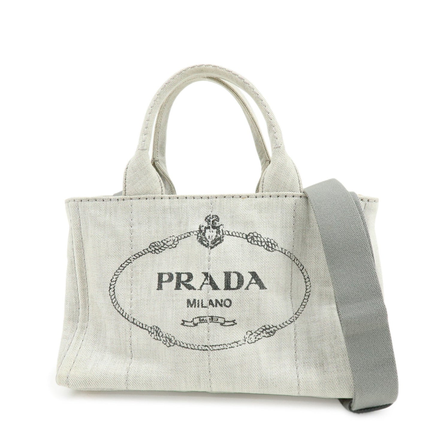 Prada Canapa Mini Denim 2Way Bag Hand Shoulder Bag Gray 1BG439【Pre-order】