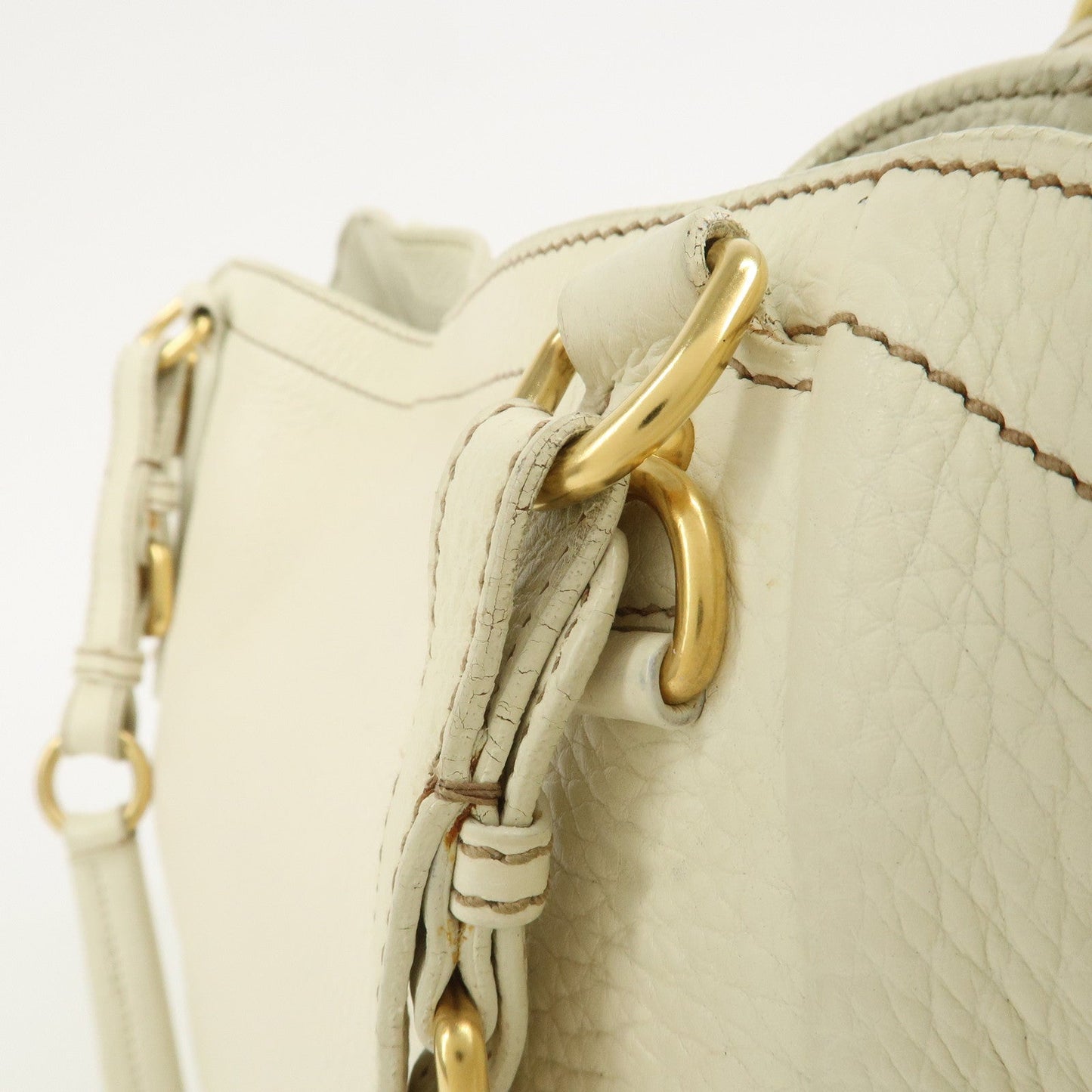 Prada Logo Calf Leather Tote Bag Shoulder Bag Ivory BR3844【Pre-order】
