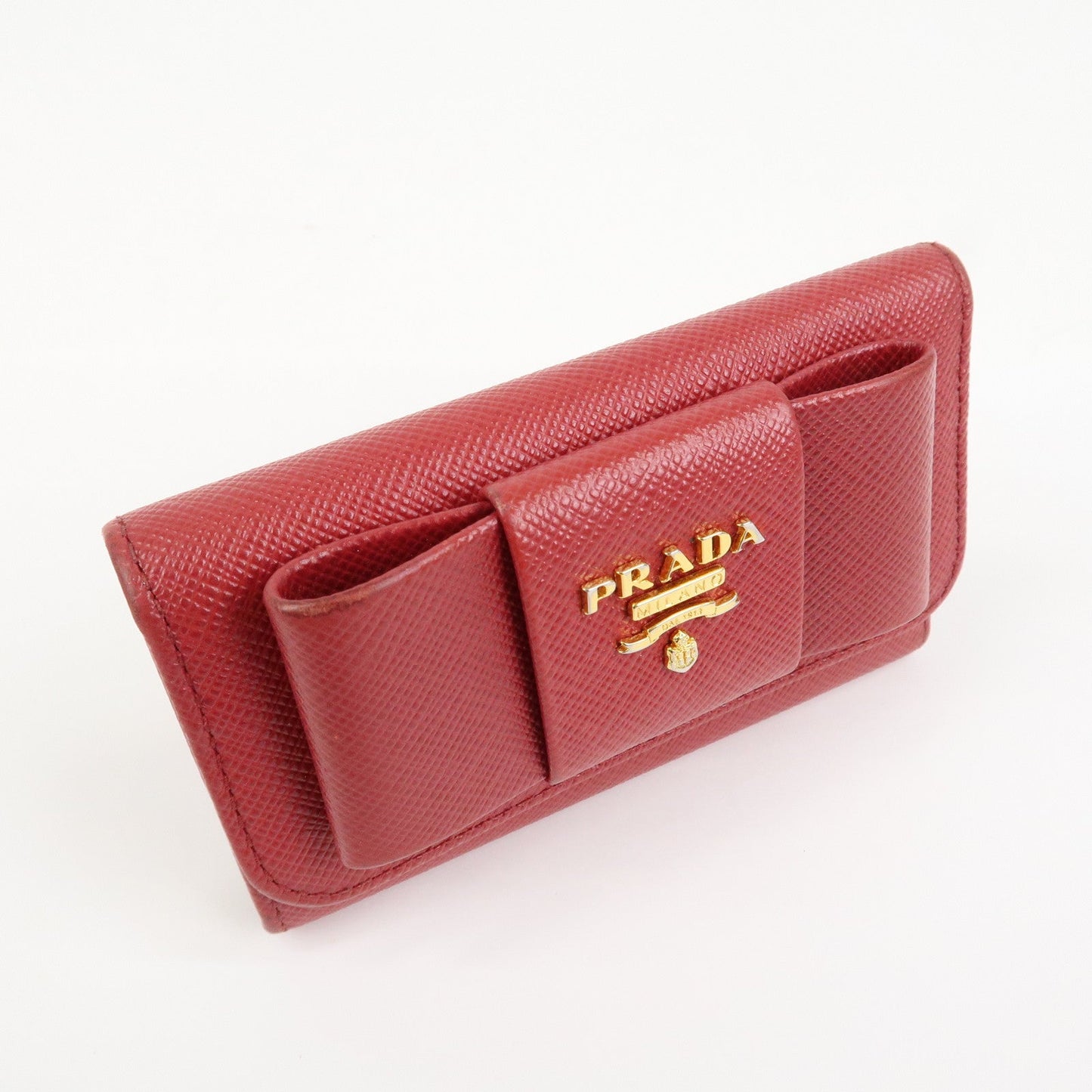 Prada Logo Saffiano Leather Ribbon 6 Rings Key Case Red 1PG222【Pre-order】