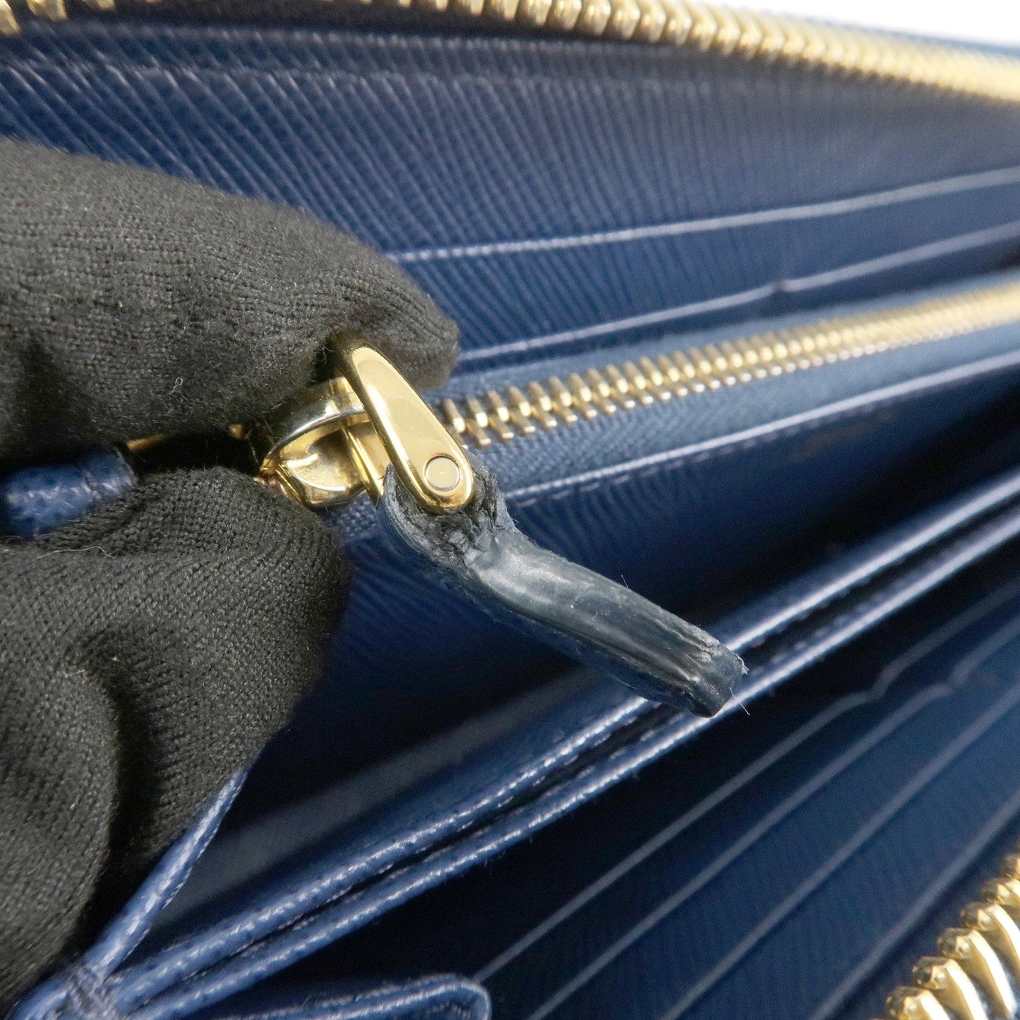 Prada Triangle Logo Saffiano Leather Zippy Long Wallet Navy 1ML506【Pre-order】