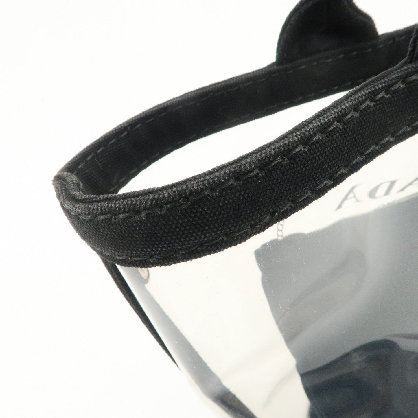 Prada Canvas Vinyl Leather 2Way Hand Bag Clear Black 1BG187【Pre-order】